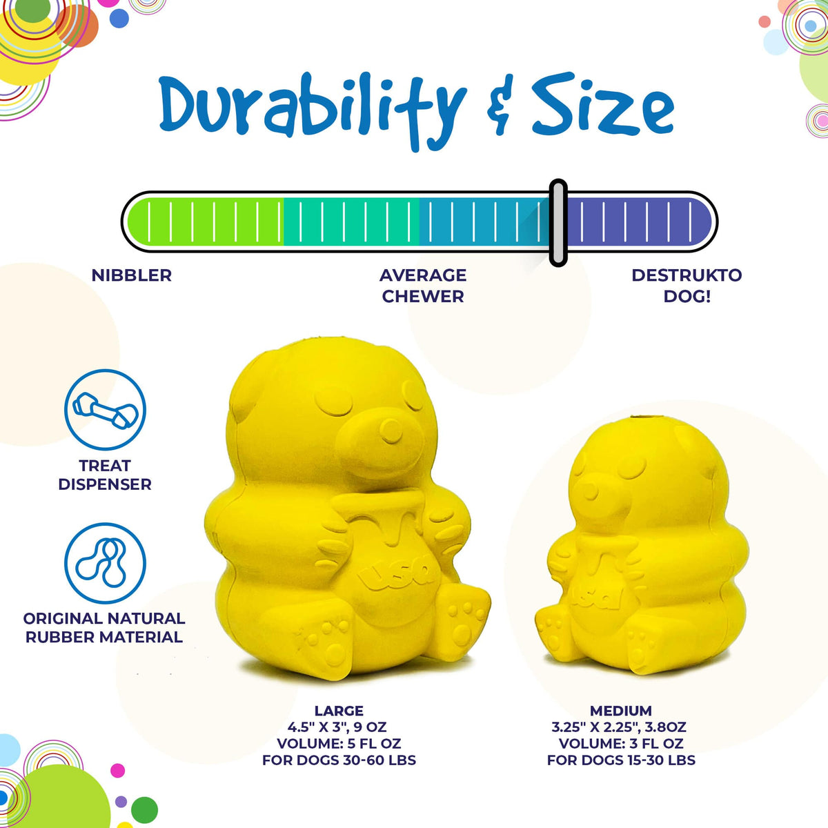 Honey Bear eDispenser - Durable Rubber Treat Dispenser for Dogs | USA Made