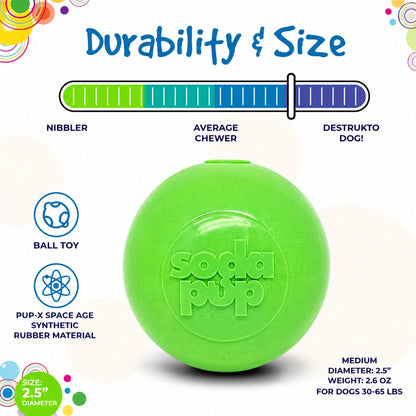 Green Glitter Ball 2-Pack Dog Toy | Soft PUP-X Rubber Floating Fetch Ball with Treat Dispenser | USA Made