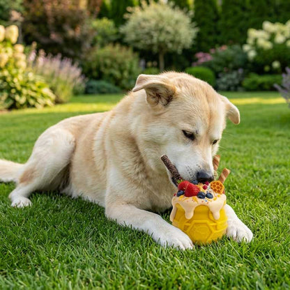 Honey Pot Dog eCup Treat Dispenser | Durable PUP-X Rubber Enrichment Toy | USA Made