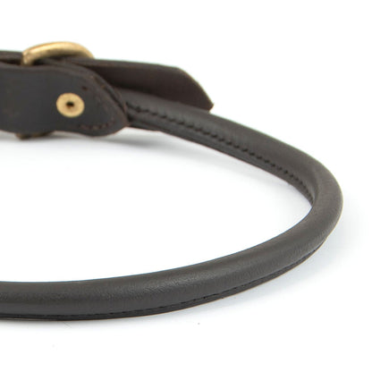 Jeffers Rolled Leather Dog Collars with Brass Hardware