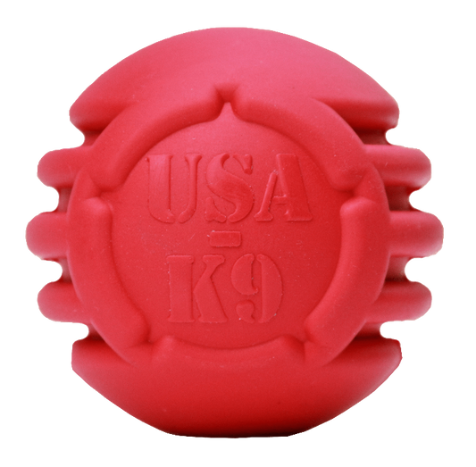 USA-K9 Stars and Stripes Rubber Dog Toy | K9 Handler Reward Toy | Red | USA Made